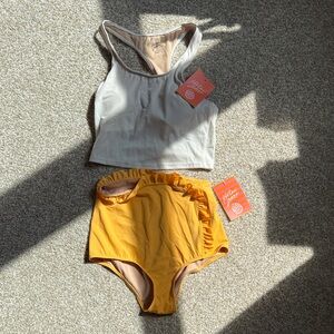 Kortni Jeane Two-Piece Swimsuit Set in Cream and Yellow Brand New w/ tags